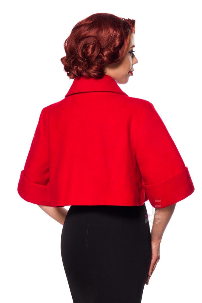 Retro Cropped Jacket with Wool - Red