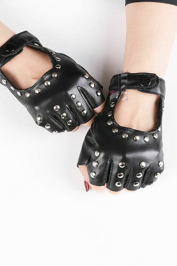 Women's Leather Gloves with Studs X1190