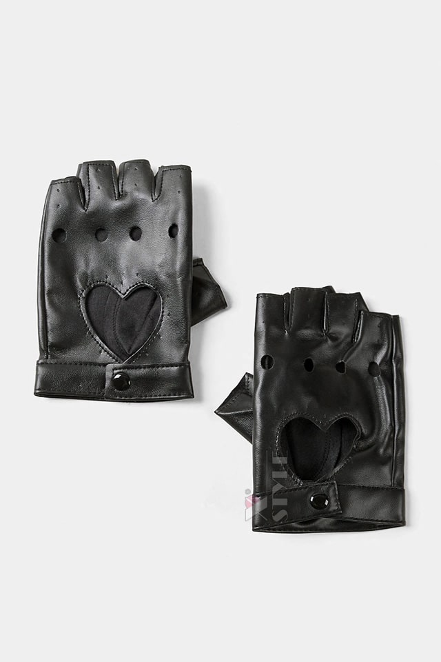 Women's Faux Leather Fingerless Gloves X1181