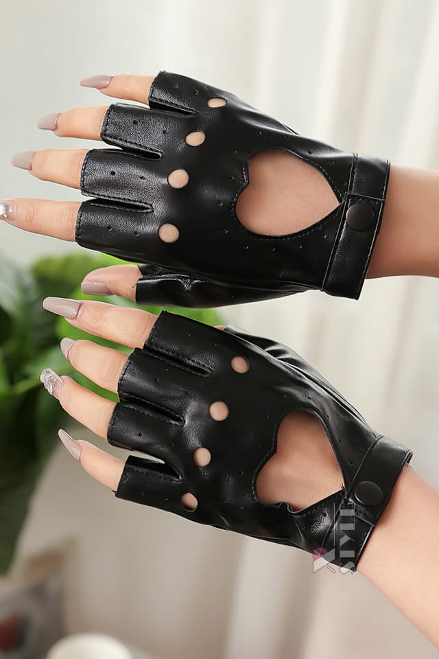 Women's Faux Leather Fingerless Gloves X1181
