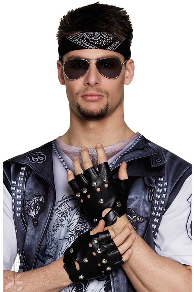 Men's Faux Leather Fingerless Gloves XT184