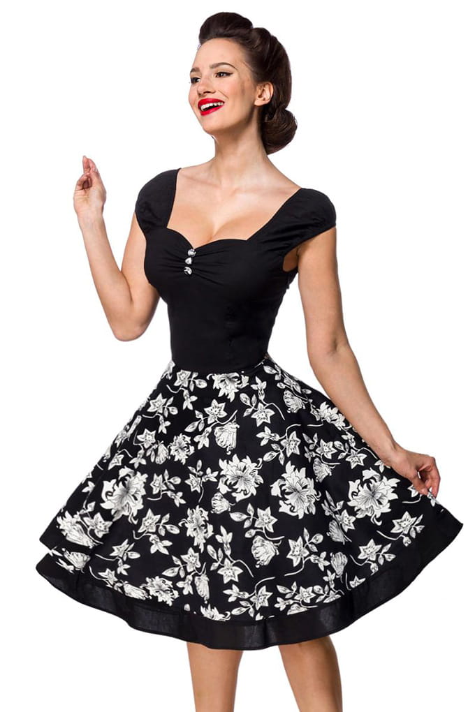 Хлопковое платье с цветочным узором на юбке B5539