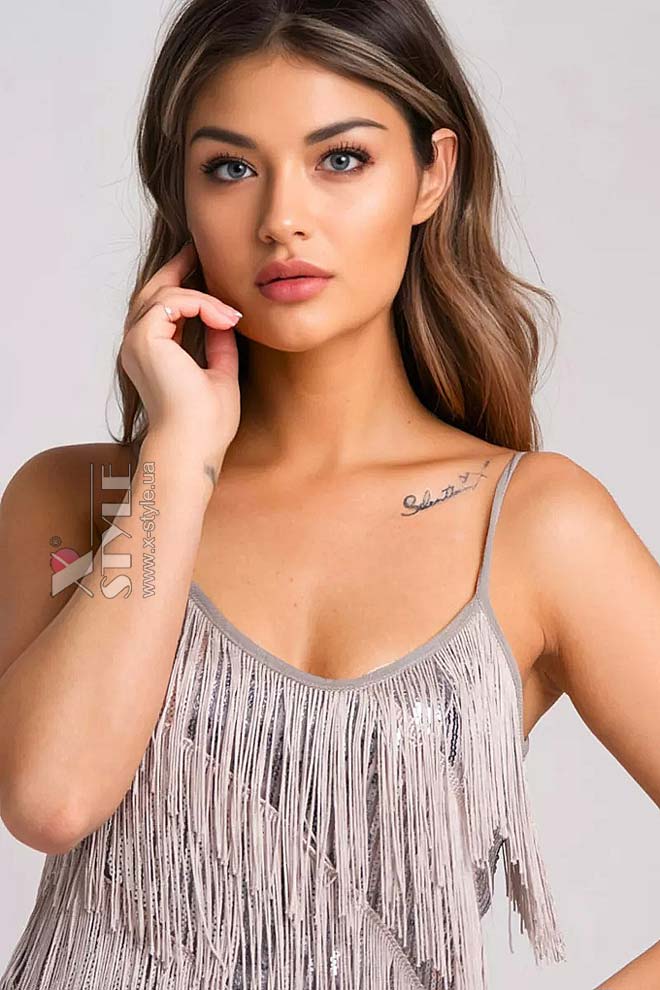 Платье с пайетками и бахромой Sabrina X5587