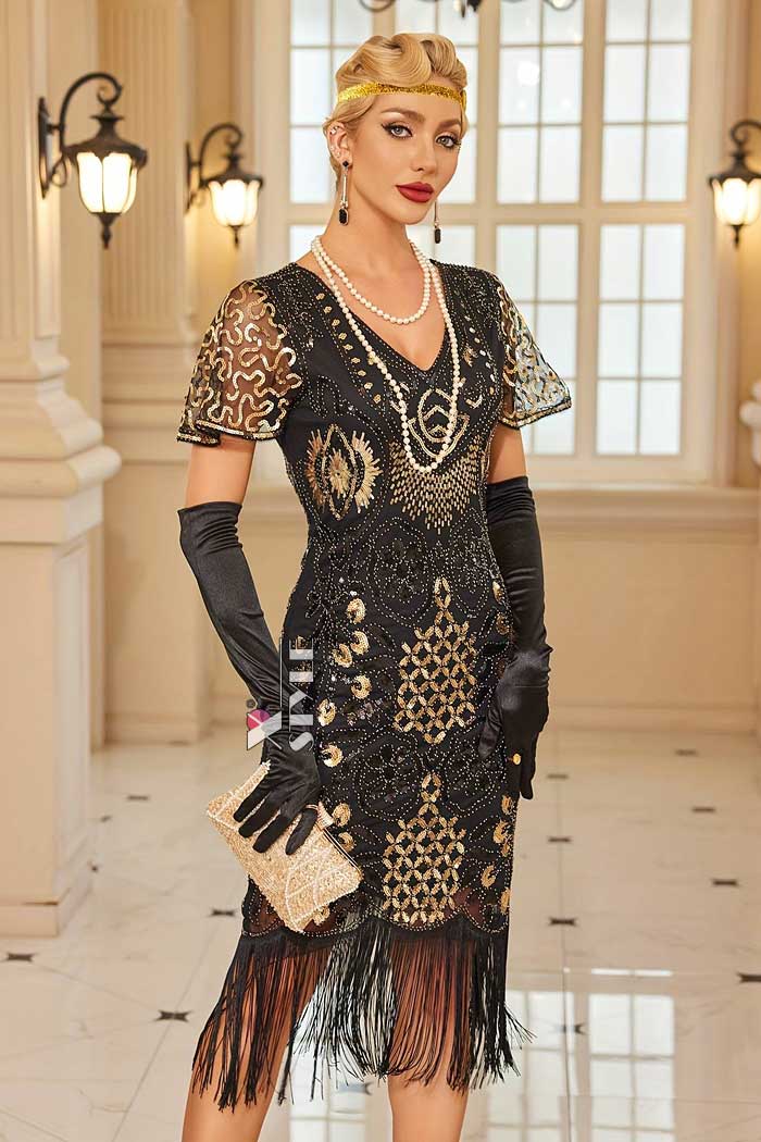 Элегантное платье Gatsby с рукавами-крылышками