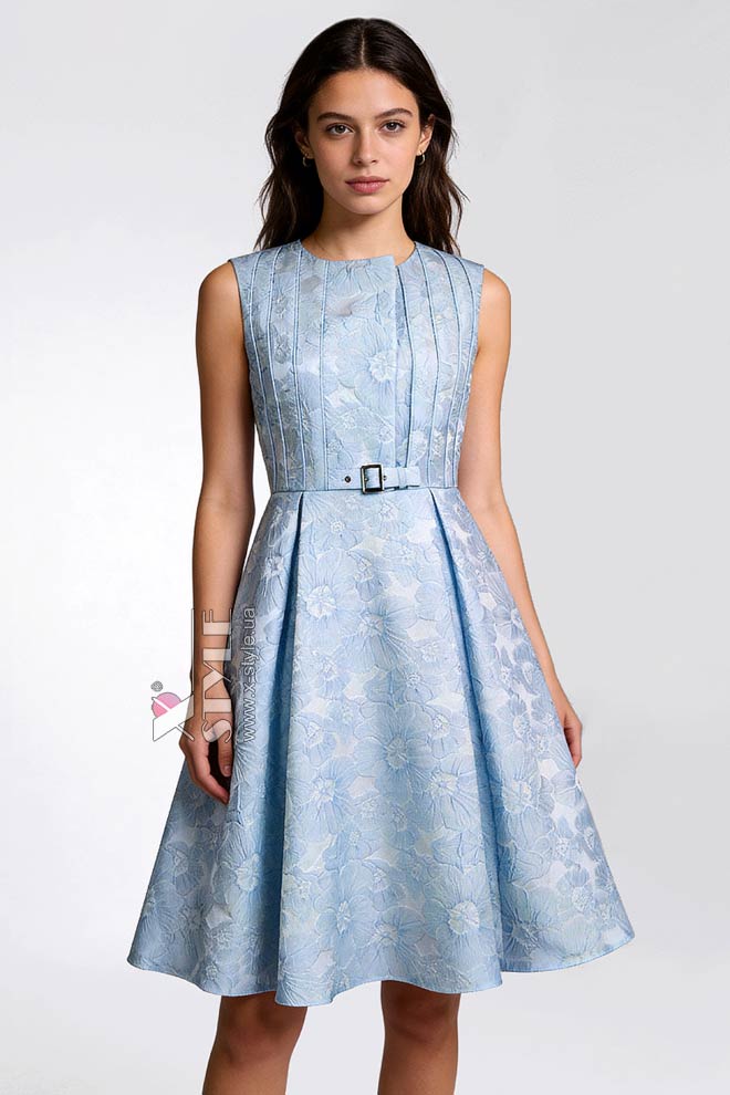 Винтажное вечернее платье нежно-голубого цвета (105604)