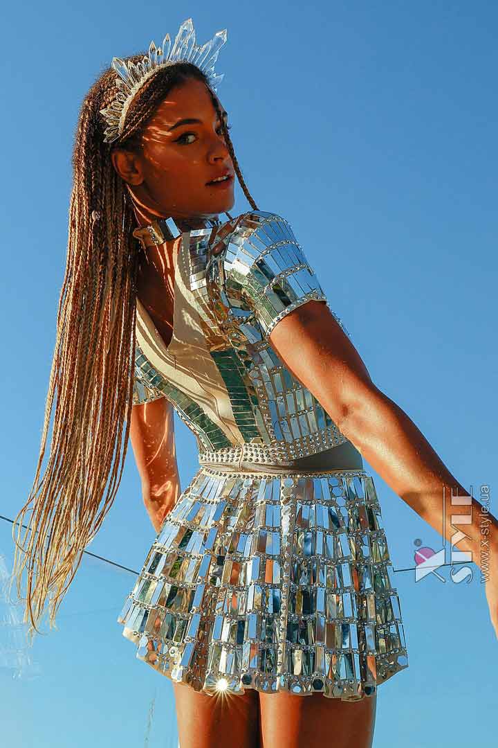 ALEXX Mirror Bodysuit with Skirt