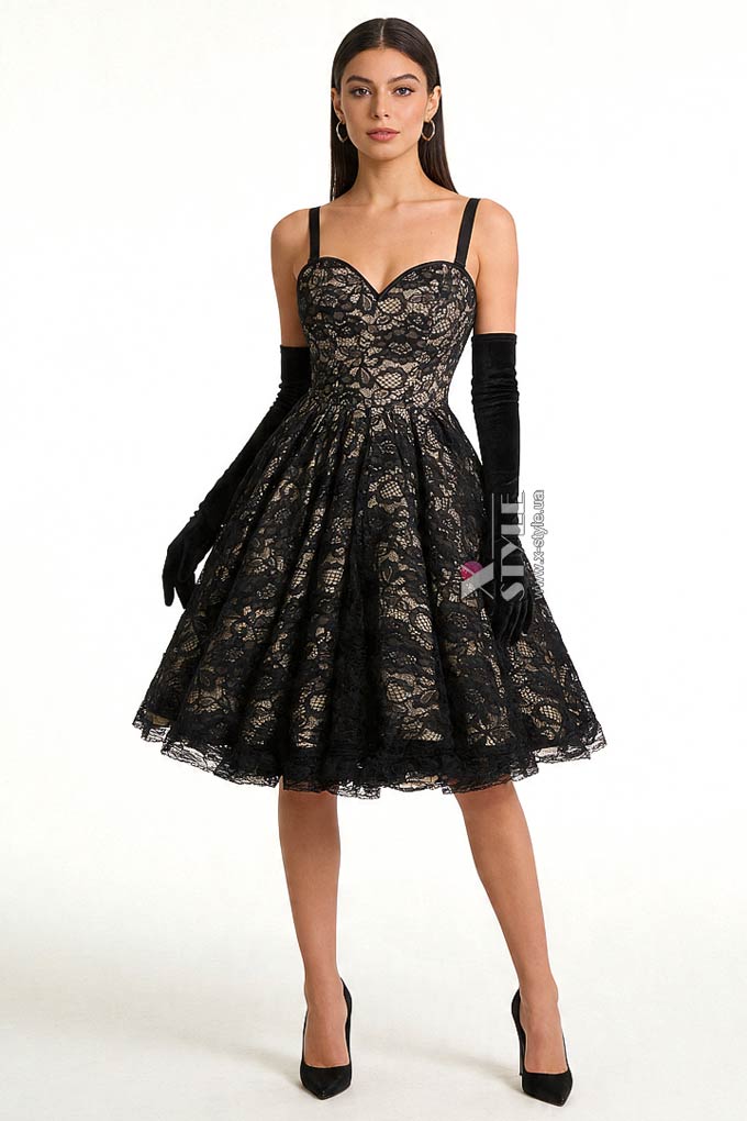 Винтажное вечернее платье с корсетом и вырезом в форме сердца (105608)