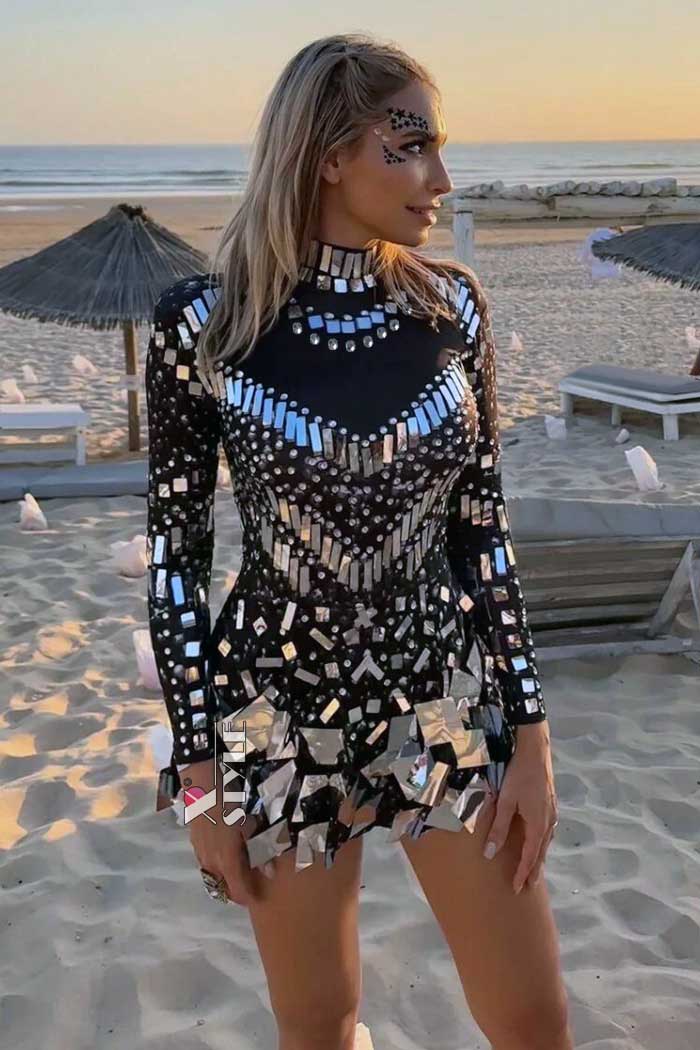 Selina Black Mirror Bodysuit Dress