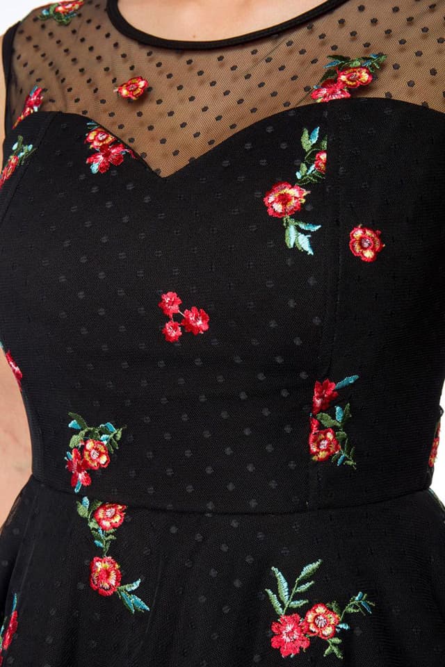 Vintage Dress with Embroidered Flowers