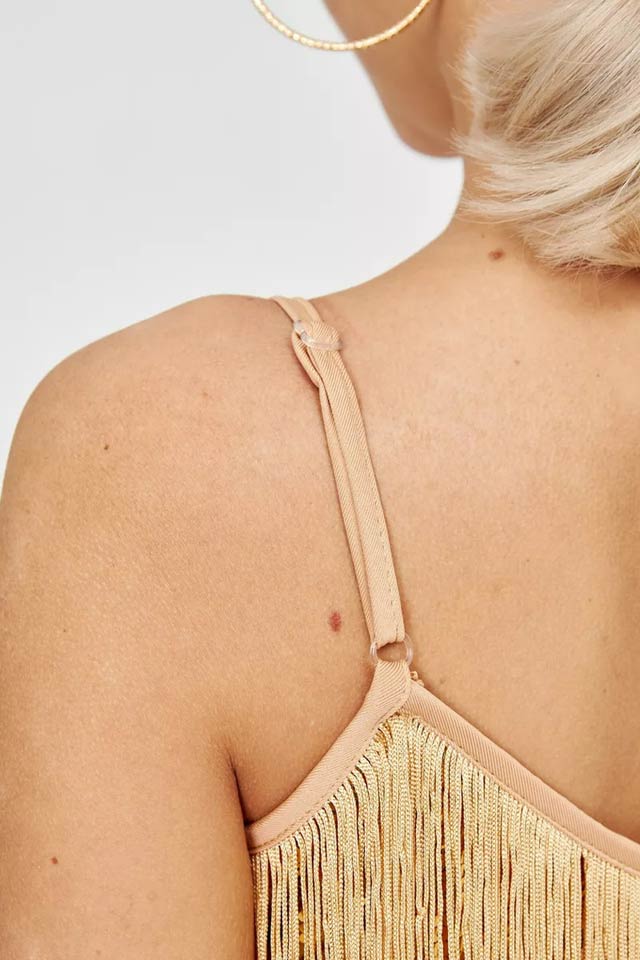 Блестящее платье с бахромой Sabrina Gold