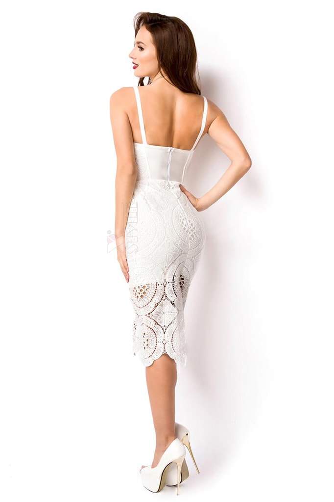 Бандажное белое платье миди XC5330