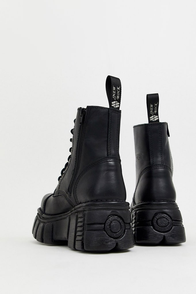 Black Leather Platform Boots NR4013