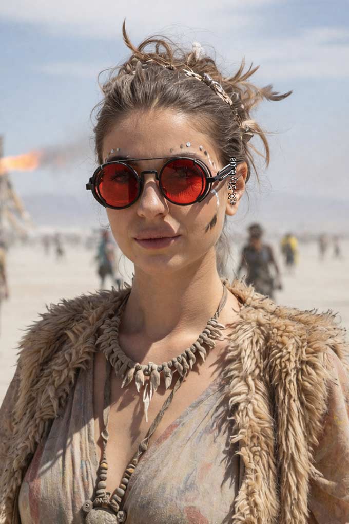 Футуристичні кіберпанк-окуляри X135 Red + чохол