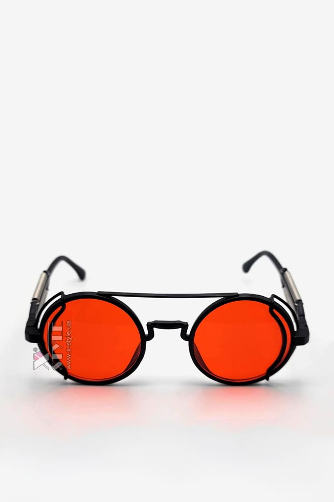 X135 Red Futuristic Cyberpunk Glasses + Pouch