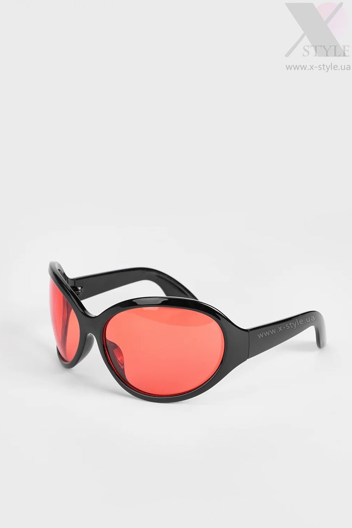 Women's Oval Sunglasses with Red Lens X158