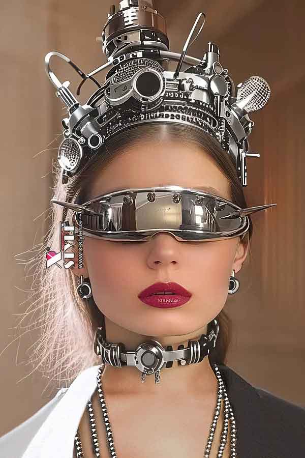Cyberpunk Futuristic Chrome Mirrored Glasses