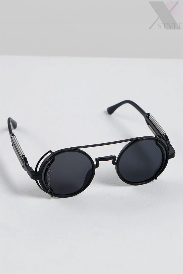 Круглі сонцезахисні окуляри Grunge Punk чорні