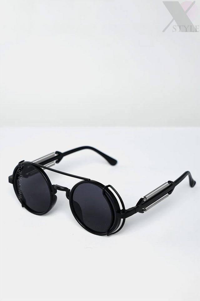 Круглые солнцезащитные очки Grunge Punk черные