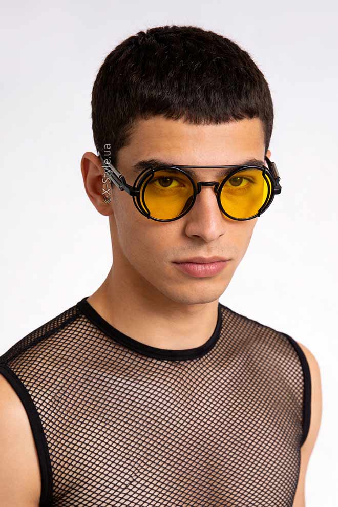Чоловічі та жіночі окуляри Cyberpunk Futuristic Yellow + чохол