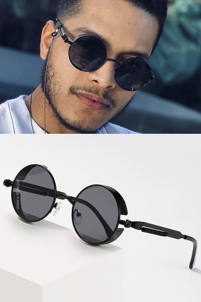 Круглі чорні окуляри у металевій оправі + чохол