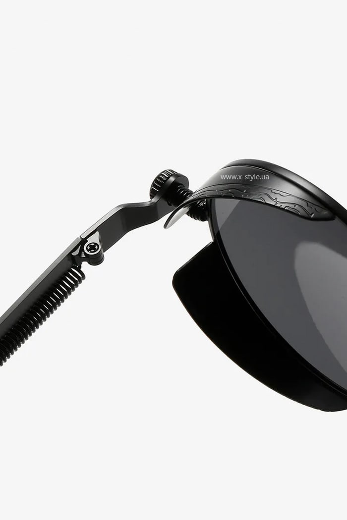 Круглые черные очки в металлической оправе + чехол