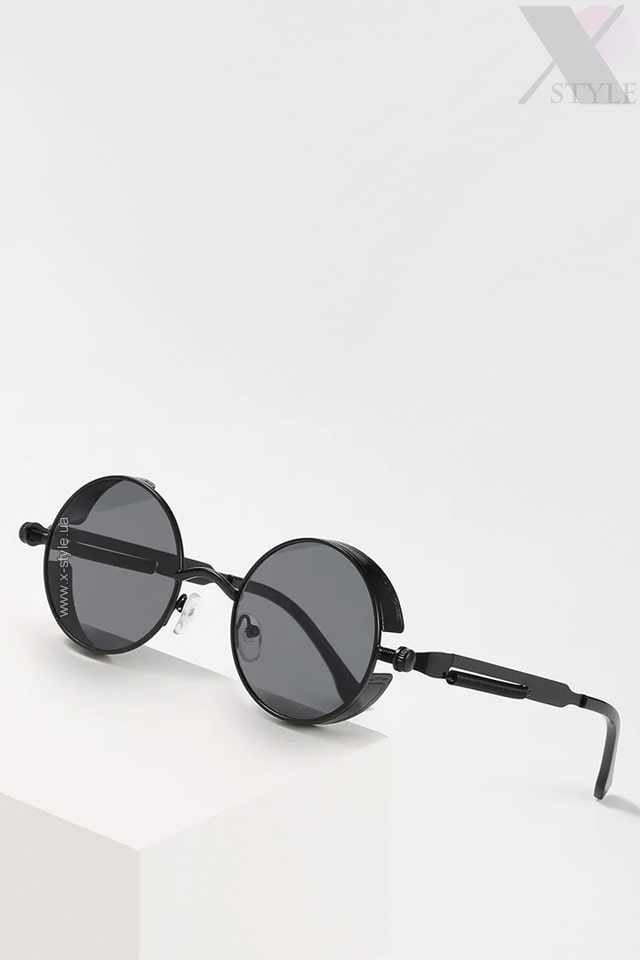 Round Black Metal Frame Glasses + Pouch