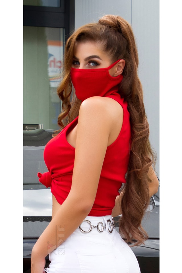 Turtleneck Top with Integrated Mask