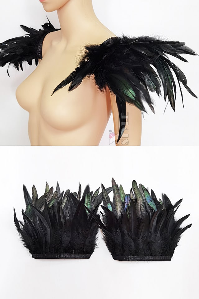 Black Bustier with Spikes and Feathers