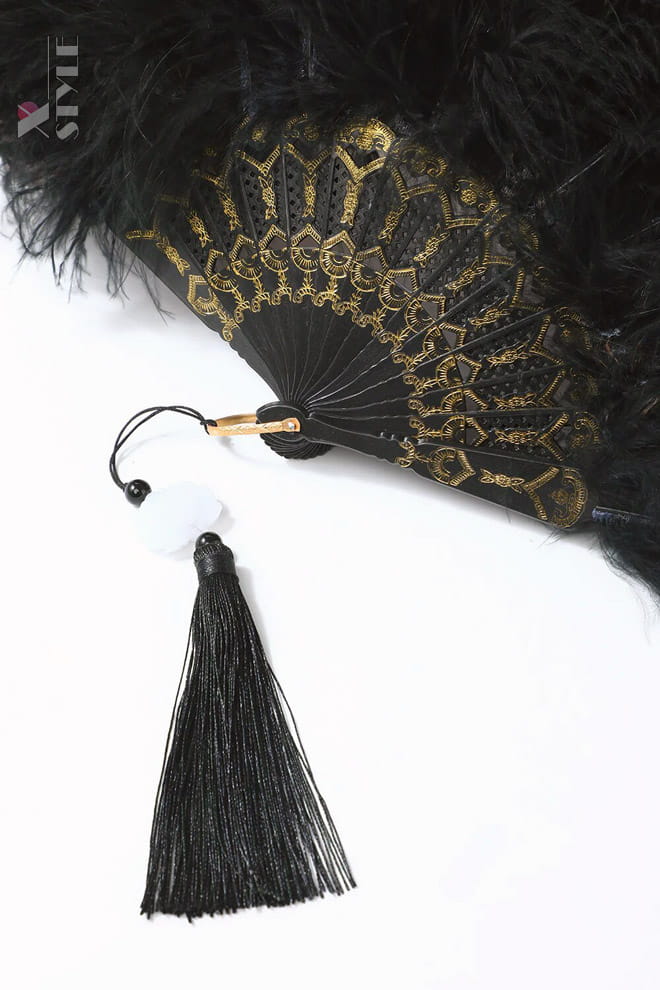Gatsby 20's Lace Fan with Feathers