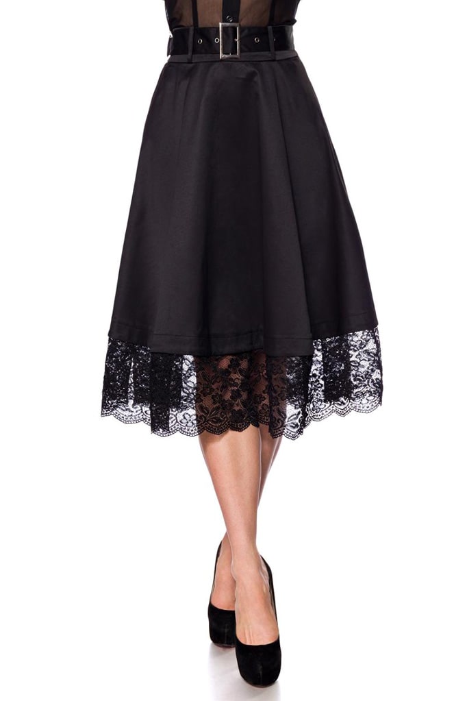 Wide Vintage Skirt with Lace