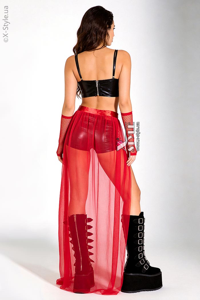Long Red Train Overskirt X228