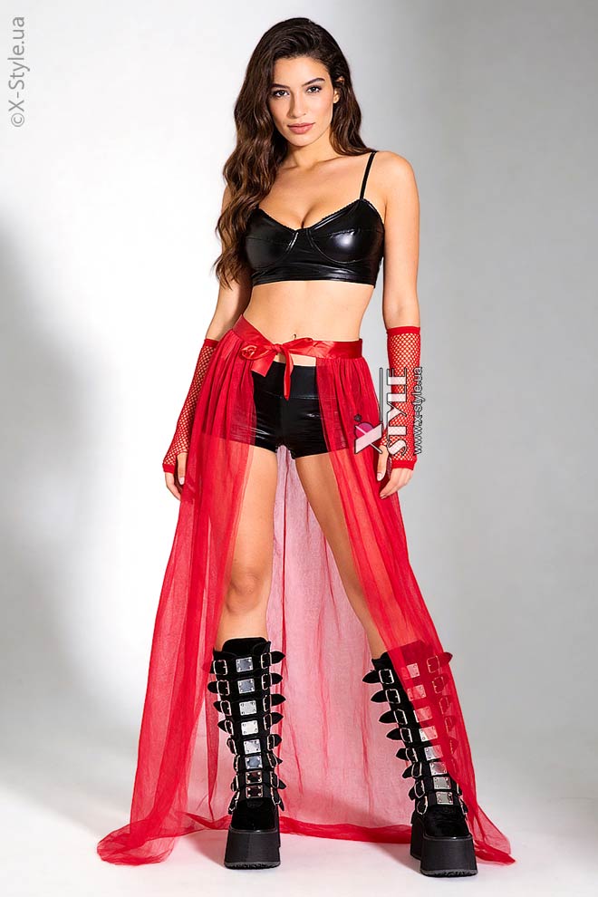Long Red Train Overskirt X228 (107228)